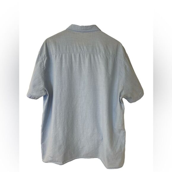 Men’s Linen Cotton Sky Blue Button Down Guayabera Short Sleeve Shirt Size XXL - Picture 2 of 4